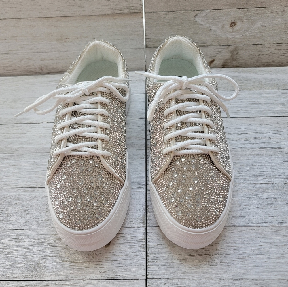 CORKYS- BEDAZZLE CLEAR RHINESTONE SNEAKERS - Picture 4 of 7